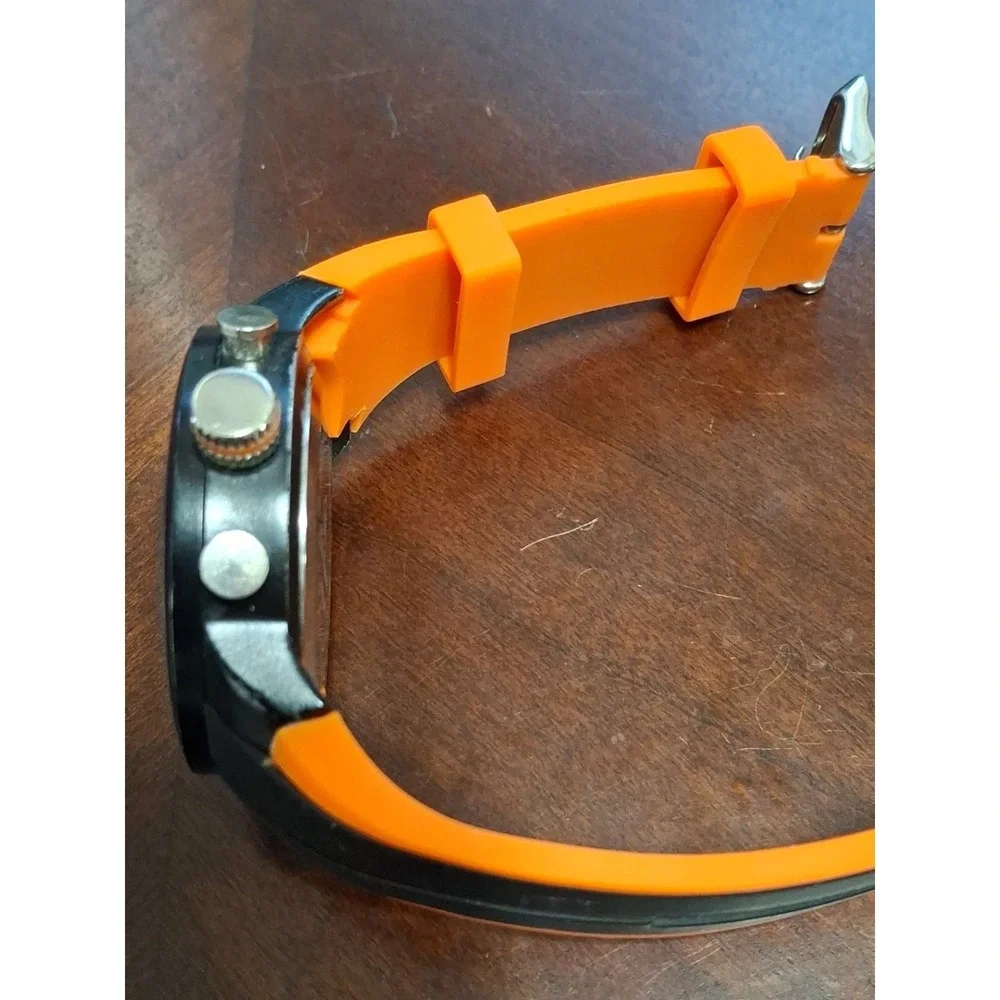 Charles Raymond Mens 48mm Orange & Black Silicone Fashion Sports Watch. Pre-worn